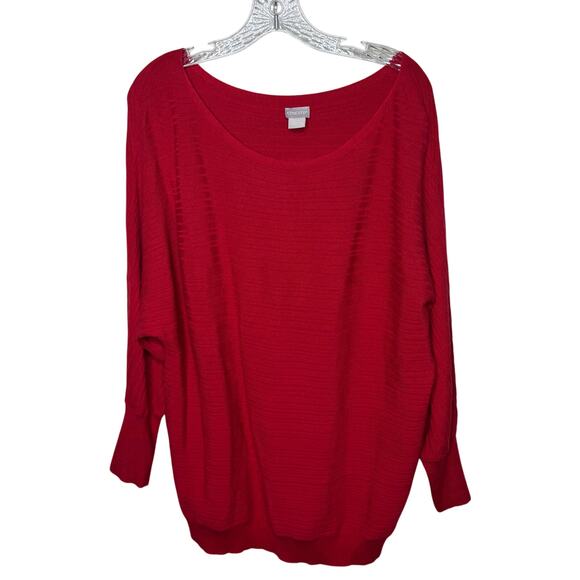 Chico’s Red Cashmere Blend Sweater Women’s 3 XL Oversized Tunic Pullover Cozy - Picture 1 of 7